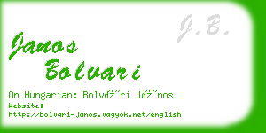 janos bolvari business card